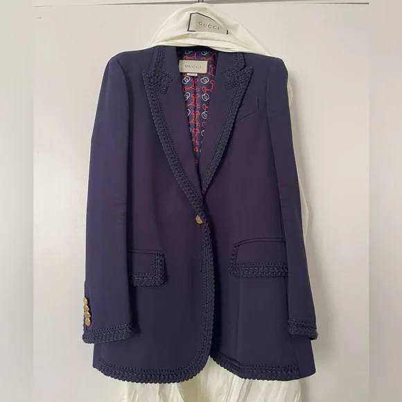 Gucci Navy Blue Single Breasted Blazer Jacket women’s size 38/ US 2 - Picture 14 of 16